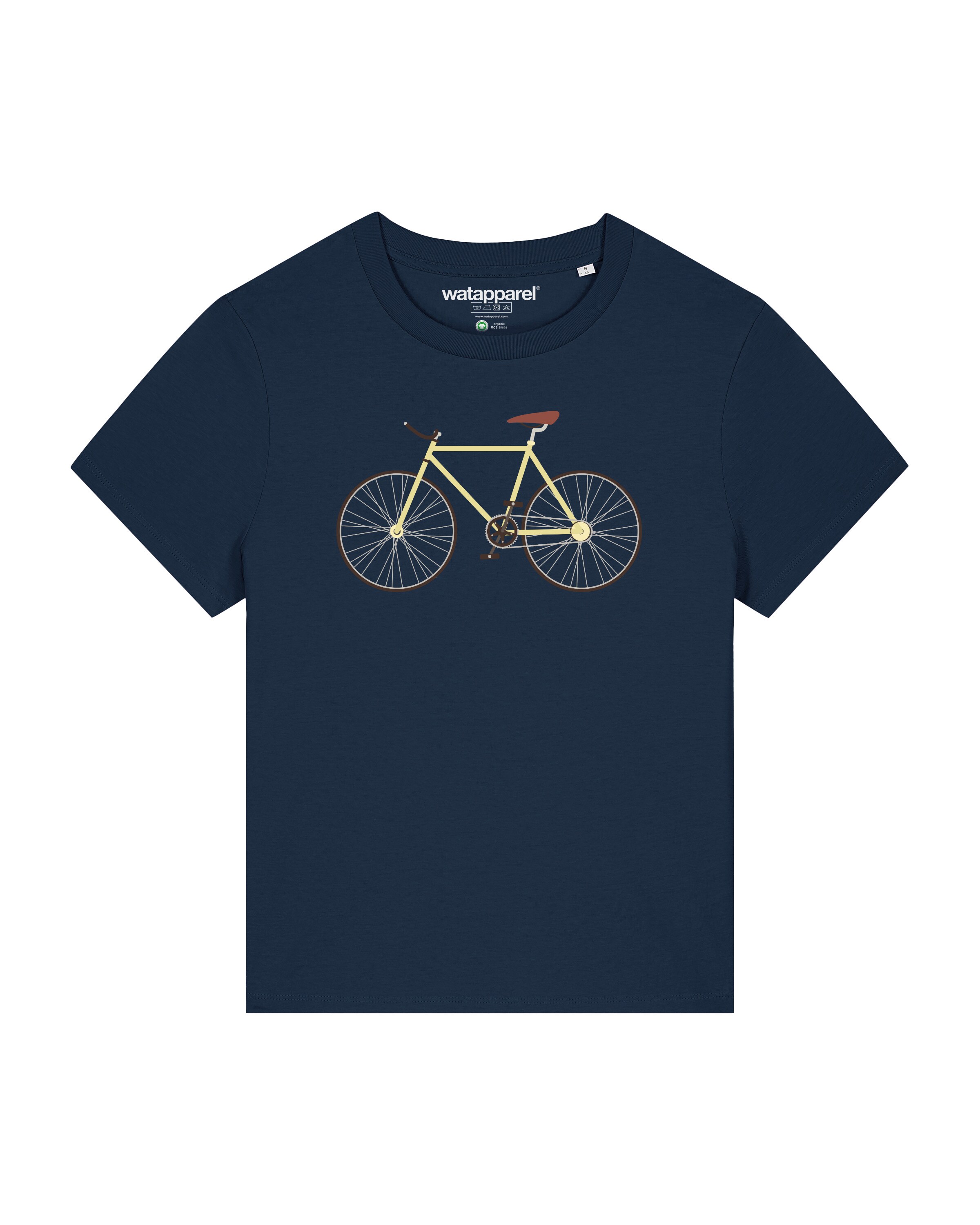 Maglietta ' Yellow Bike ' di Watapparel in blu: frontale