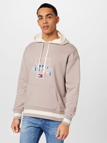 Sweat-shirt Tommy Jeans en beige : devant