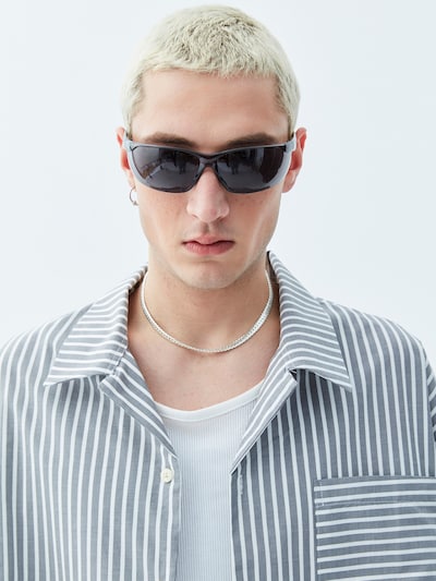VAMOS CLO Chemise en L en gris / blanc, Vue avec produit