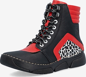 Rieker Lace-Up Ankle Boots in Black: front