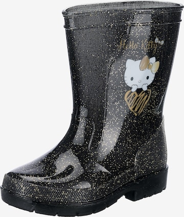 HELLO KITTY Rubber Boots in Black: front