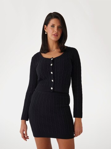 GUESS Knit Cardigan in Black: front