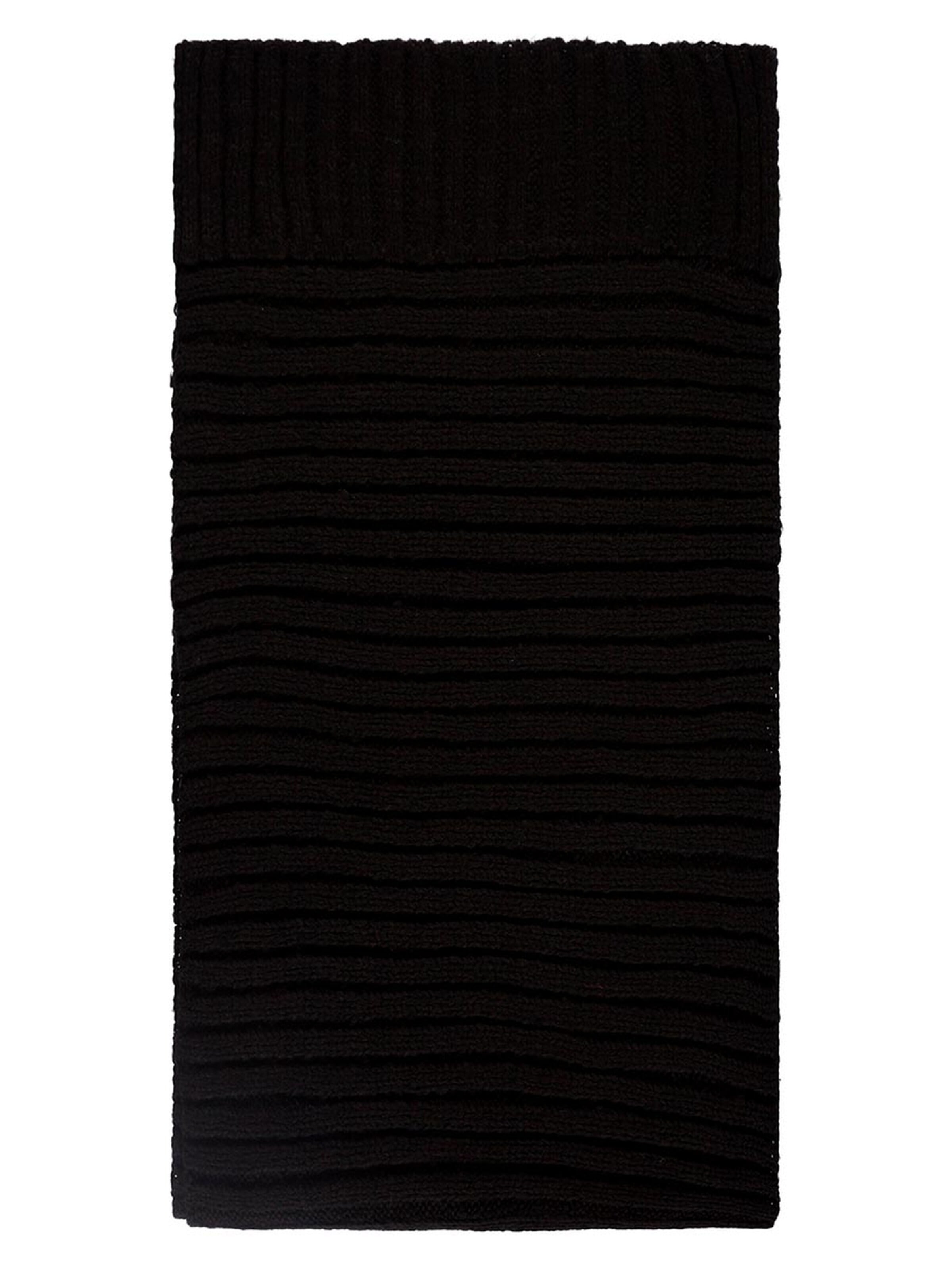 Passigatti Wrap 'Wolliger Strickschal gerippt' in Black