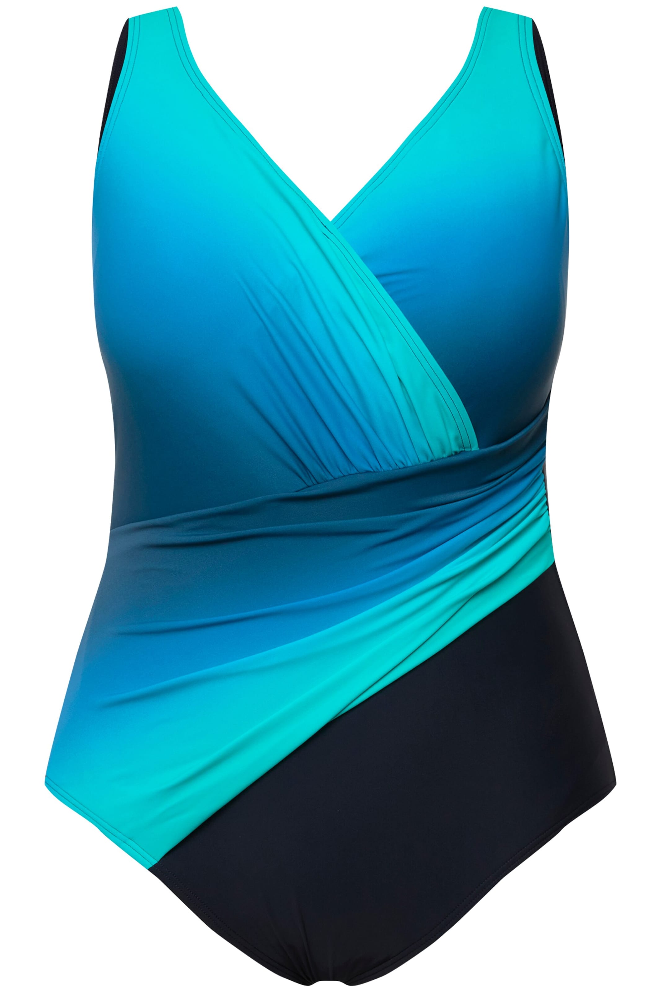 Ulla Popken Bustier Badeanzug in Blau: Vorderseite