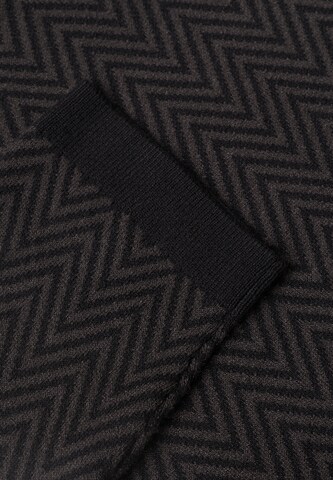 STREET ONE Kurzarm Jacquard Pullover mit Turtle Neck in Schwarz