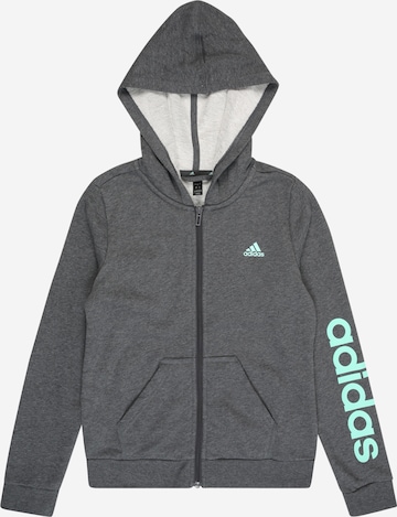 ADIDAS SPORTSWEAR Athletic Zip-Up Hoodie in Grey: front