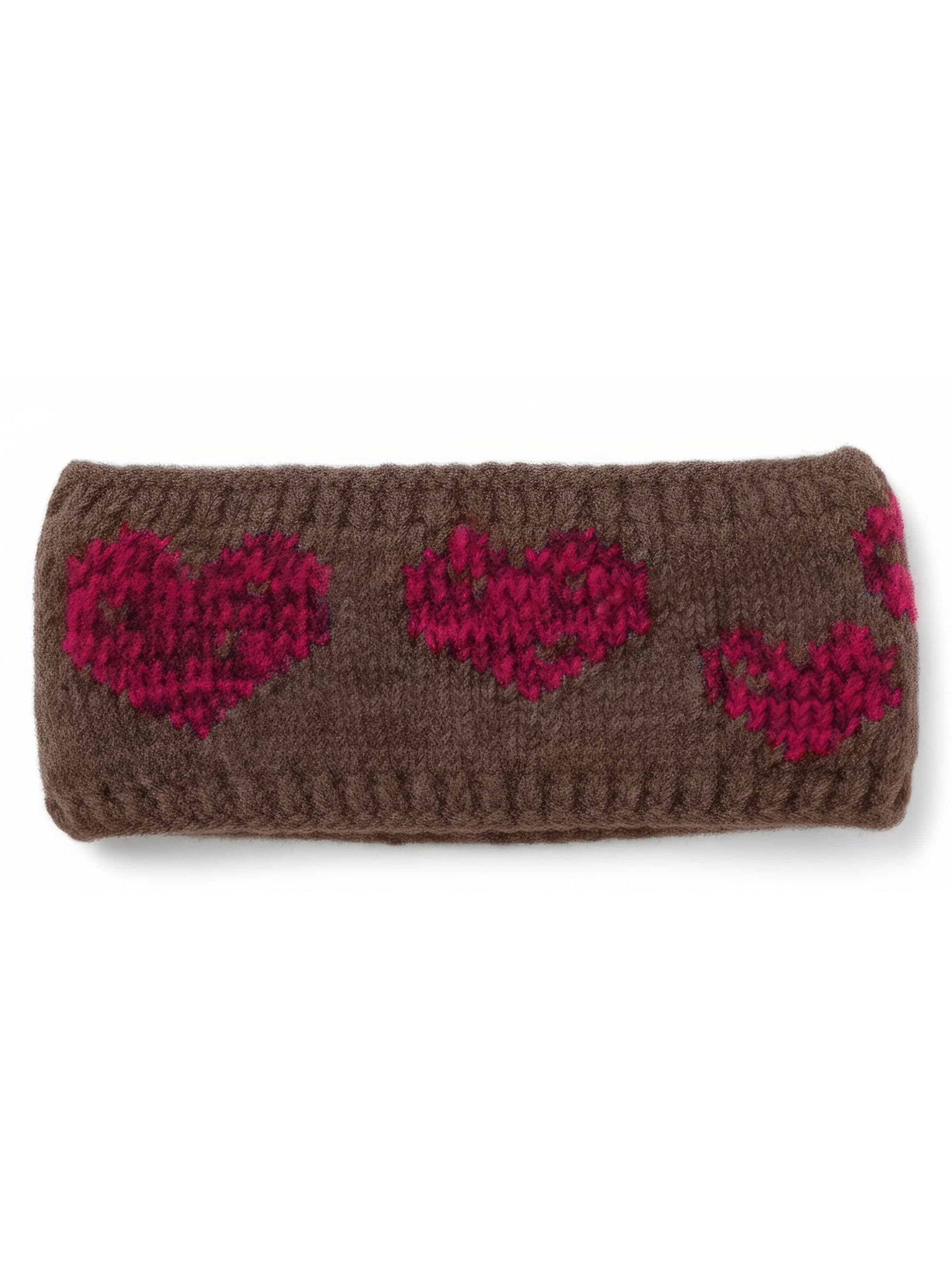 styleBREAKER Headband 'Strick Stirnband mit Herz Muster' in Brown