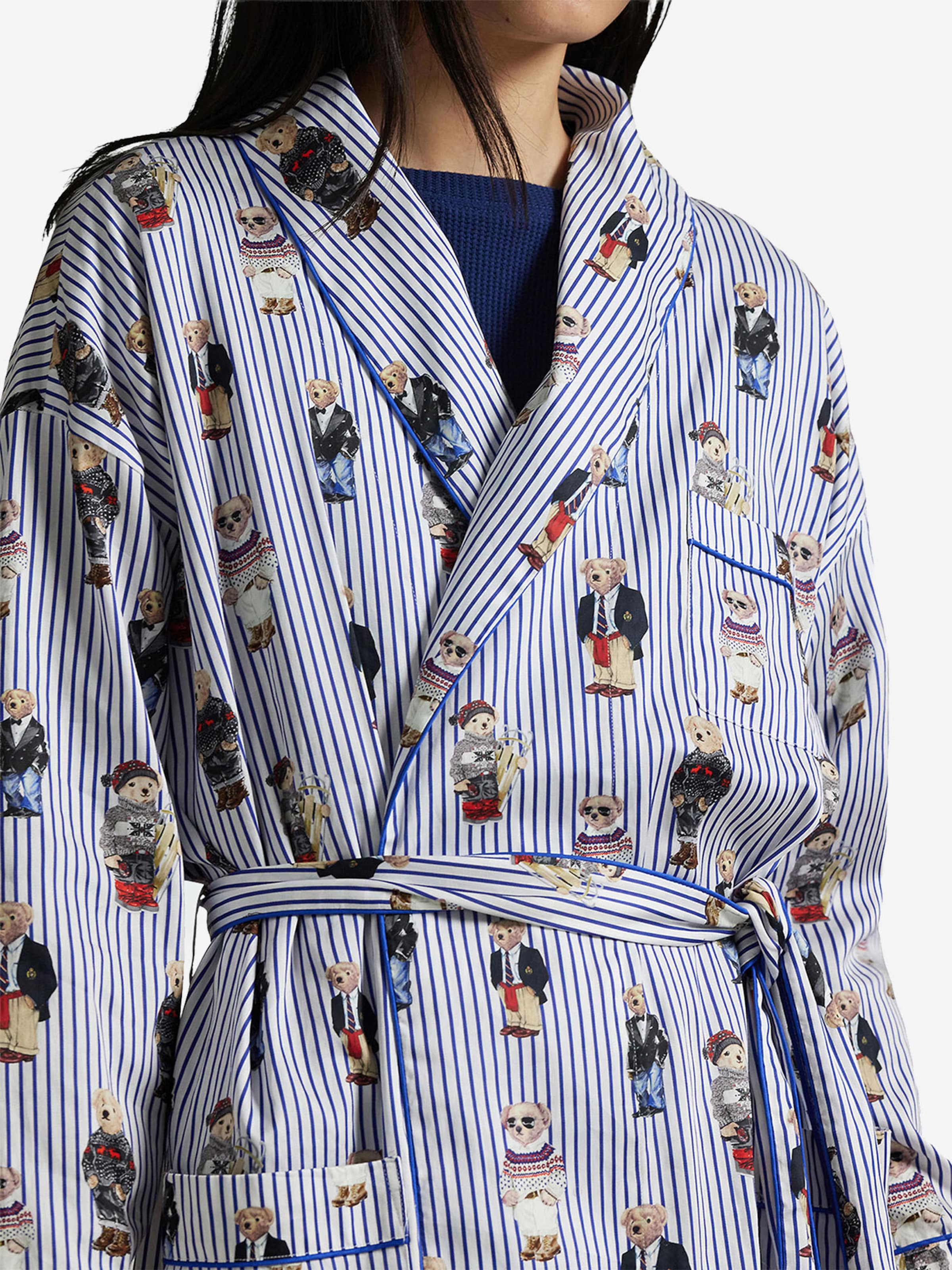 Polo Ralph Lauren Morgenmantel ' Iconic Bear ' in Blau