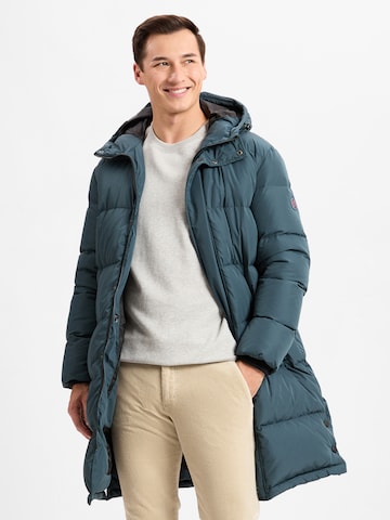 Finshley & Harding London Winter Coat in Blue: front