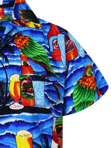 King Kameha Shirt 'Parrot Beer' in Blue