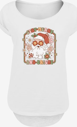 T-shirt 'Stay Merry And Bright Hippie Santa' F4NT4STIC en blanc : devant