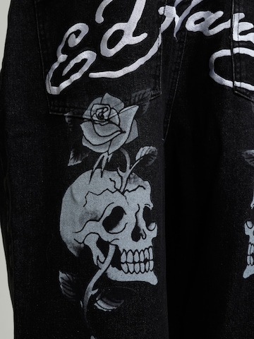 Ed Hardy Loosefit Τζιν 'Skull Rose' σε μαύρο