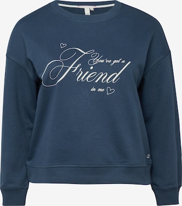 Sweat-shirt QS en bleu : devant