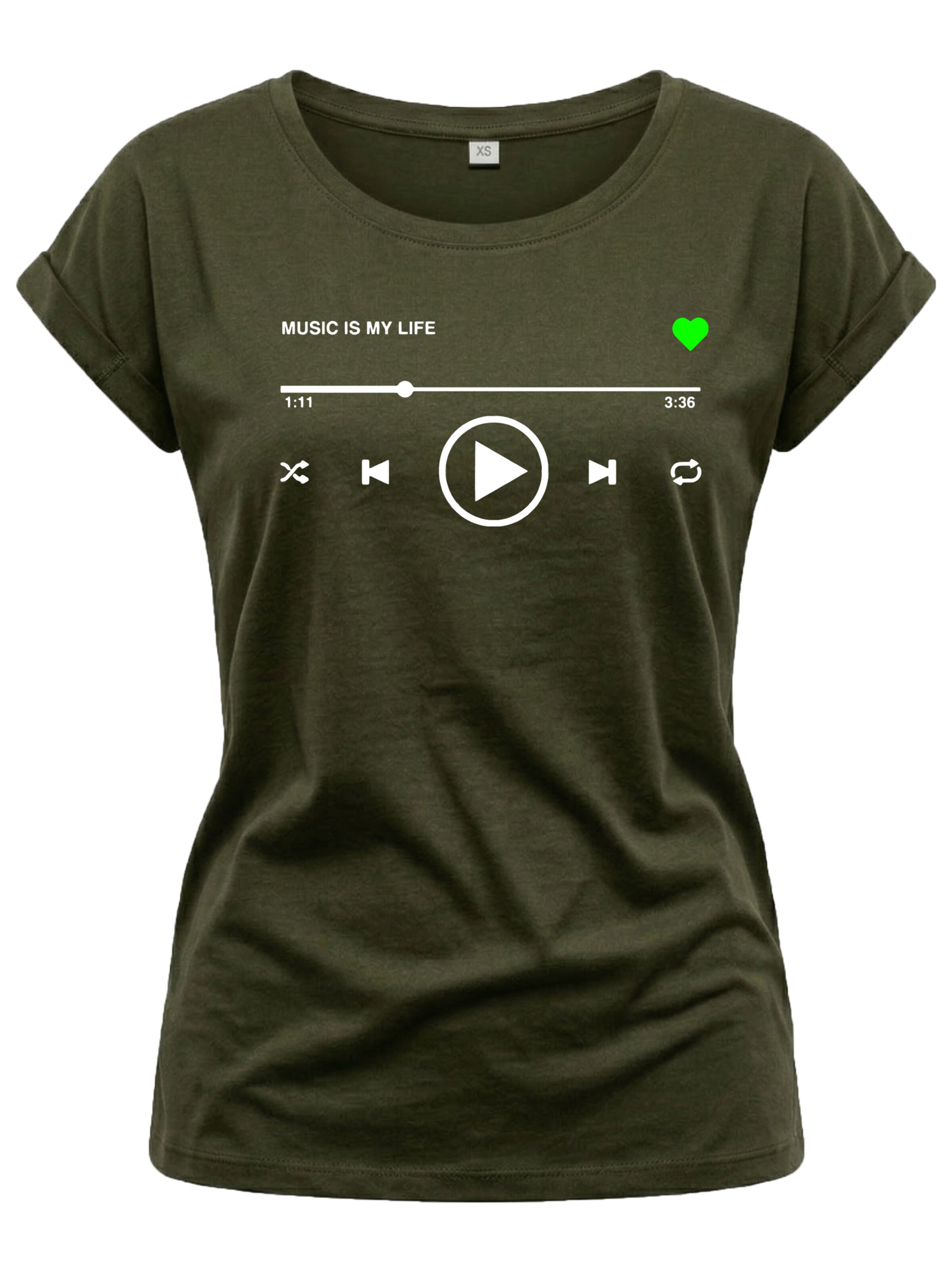 MAKAYA Shirt 'Music Playlist' in Green: front