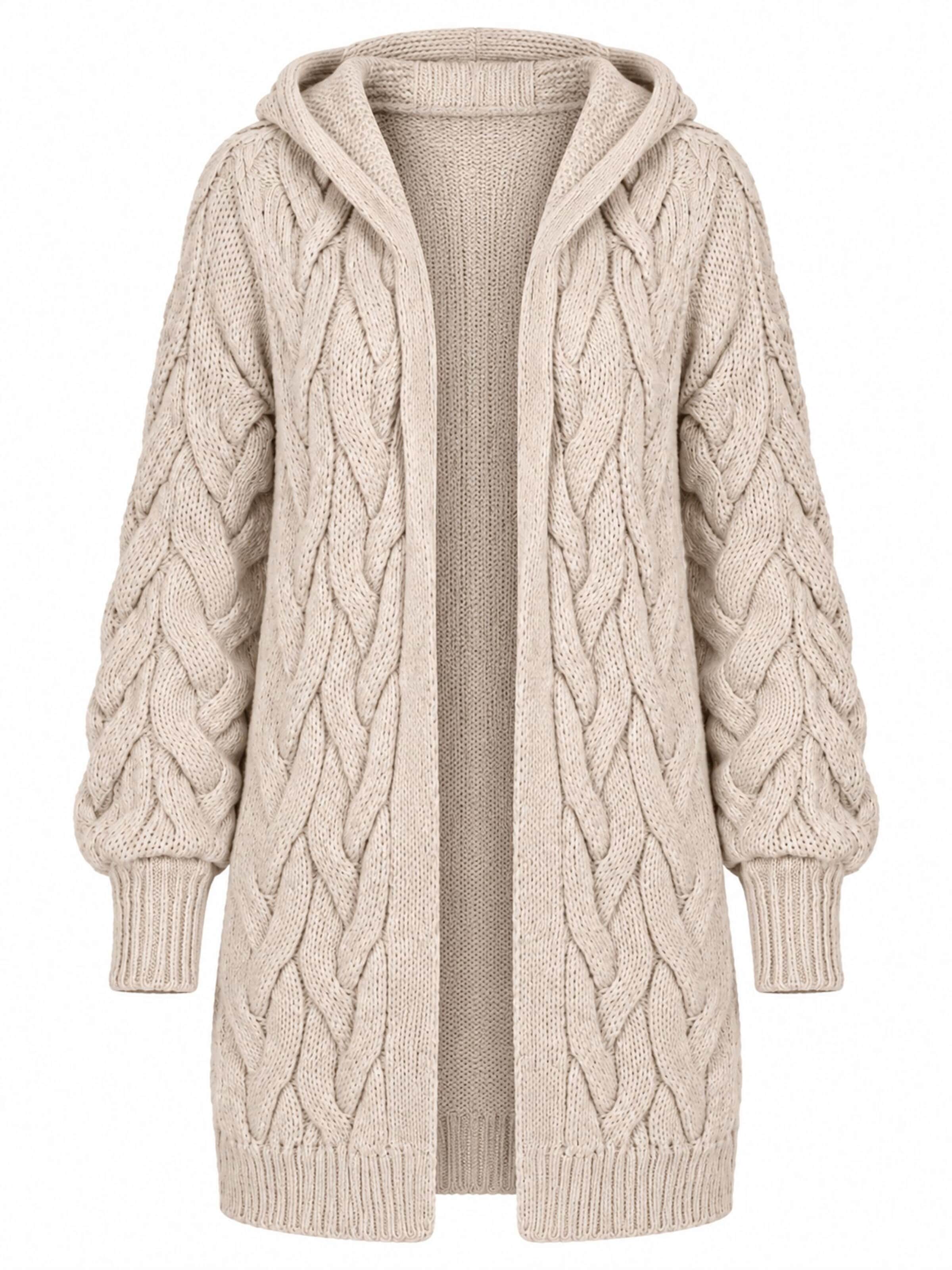 Worldclassca Strickjacke 'Worldclassca Strickjacke Lang mit Kapuze'‌‌‌‌‌‌‌‌ in Beige