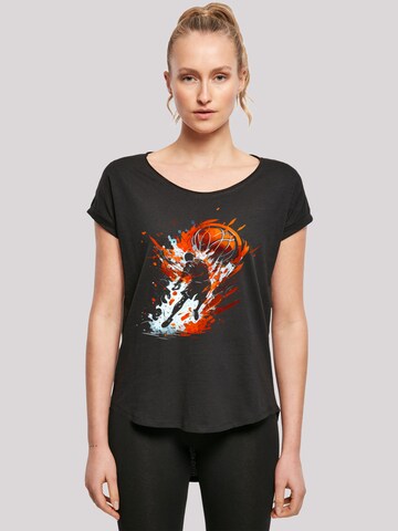 T-shirt 'Basketball Sports Collection Orange Splash' F4NT4STIC en noir : devant