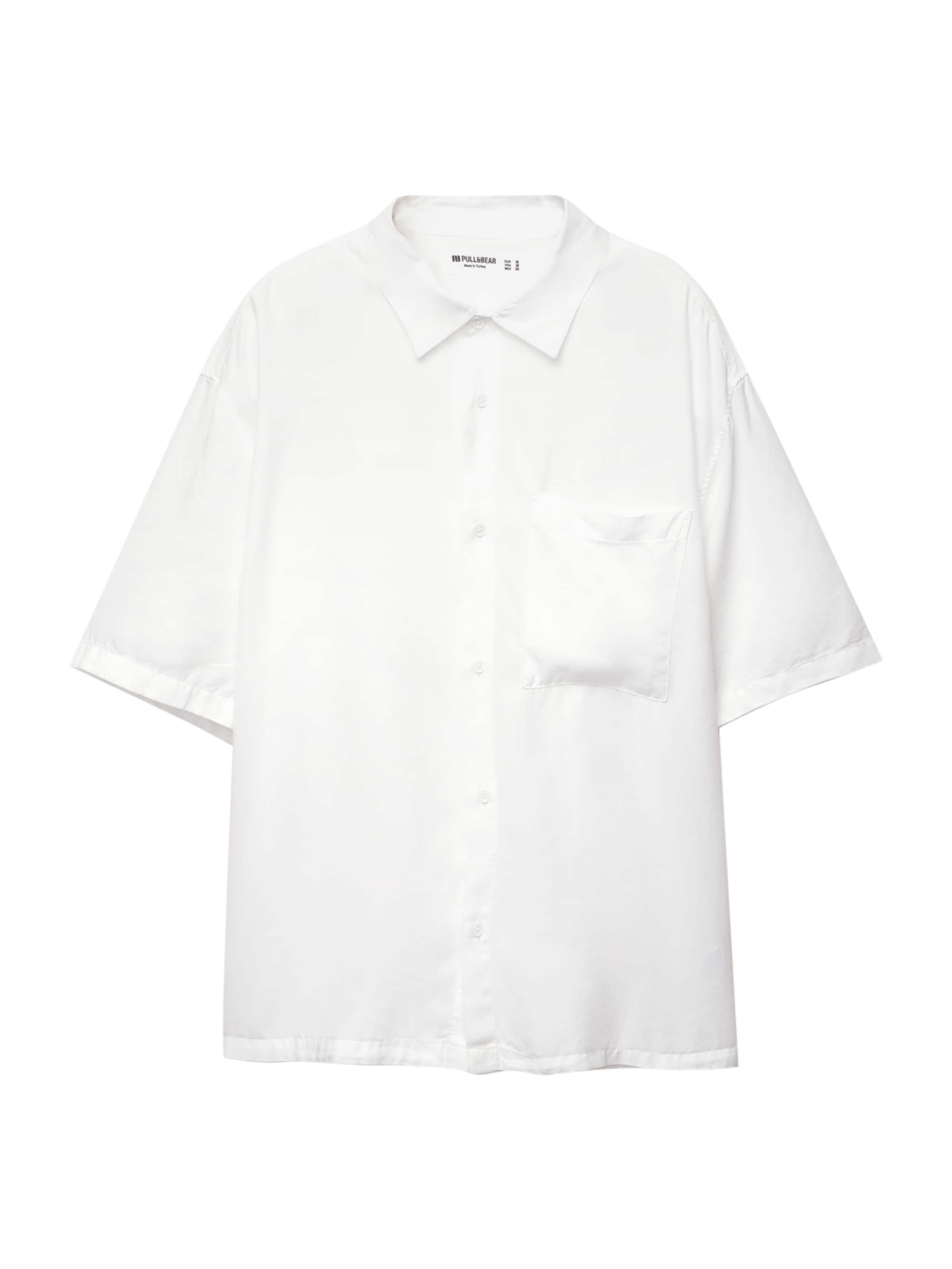 Pull&Bear Comfort fit Button Up Shirt in White: front