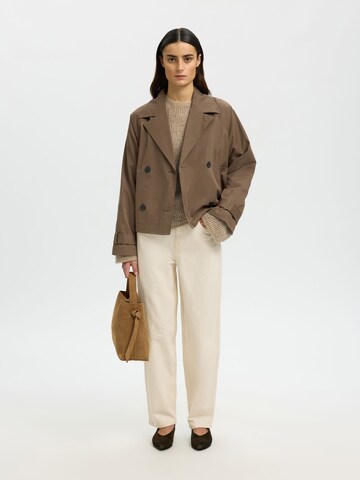 SELECTED Tussenmantel in Bruin