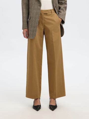 Wide leg Pantaloni con piega frontale di SELECTED in marrone: frontale