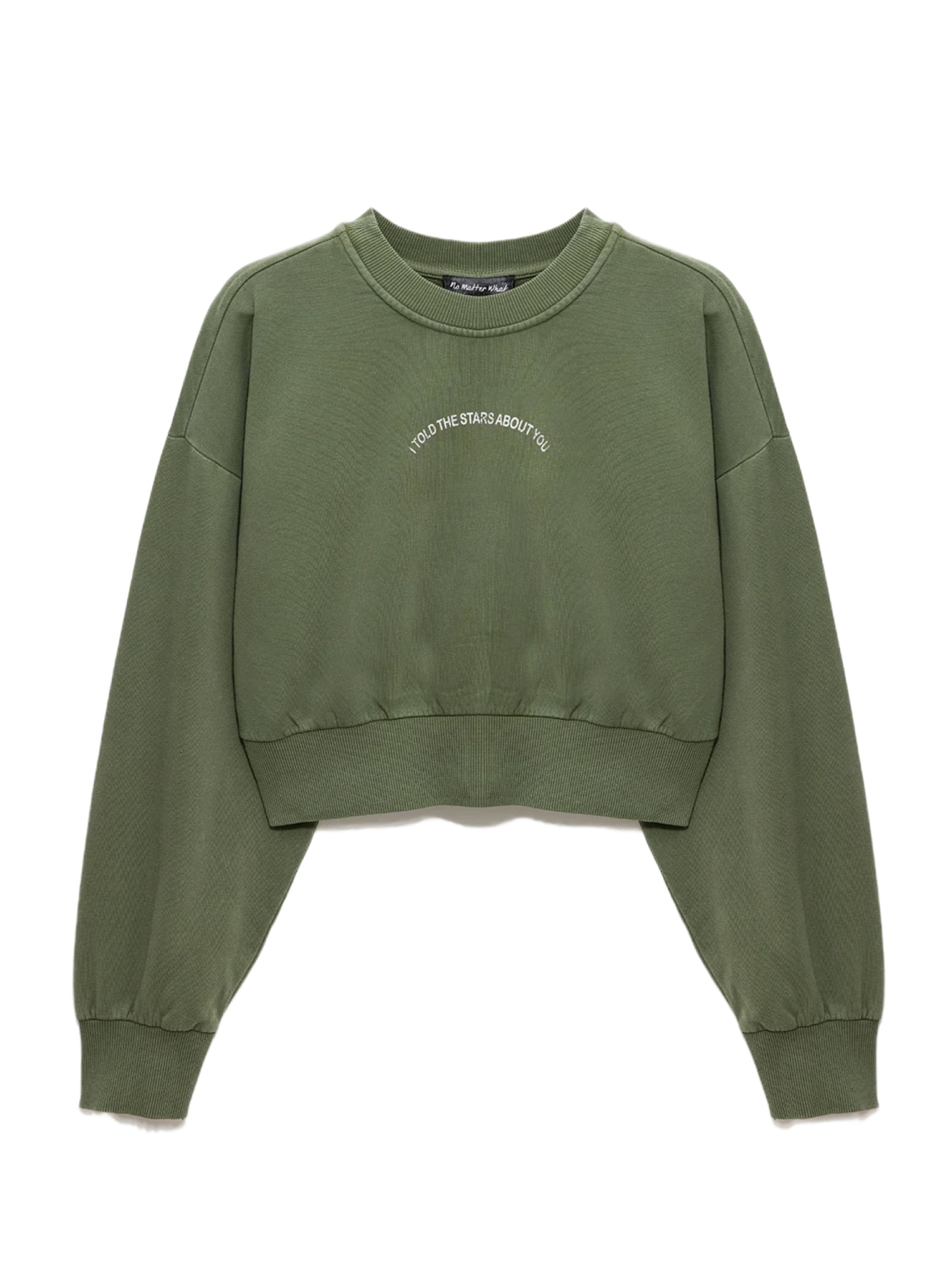 No Matter What Sweatshirt in khaki / weiß, Produktansicht