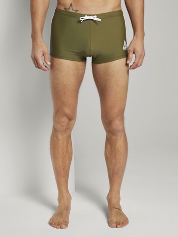 TOM TAILOR Swim Trunks in Green: front