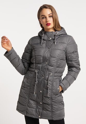 faina Between-Seasons Coat in Grey: front