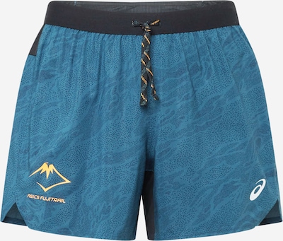 ASICS Sporta bikses 'Fujitrail', krāsa - tumši zils / karaliski zils / tumši dzeltens / balts, Preces skats