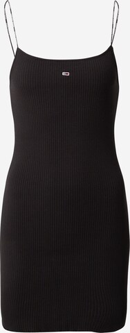 melns Tommy Jeans Adīta kleita: no priekšpuses