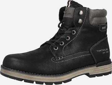 TOM TAILOR Lace-Up Boots in Black: front