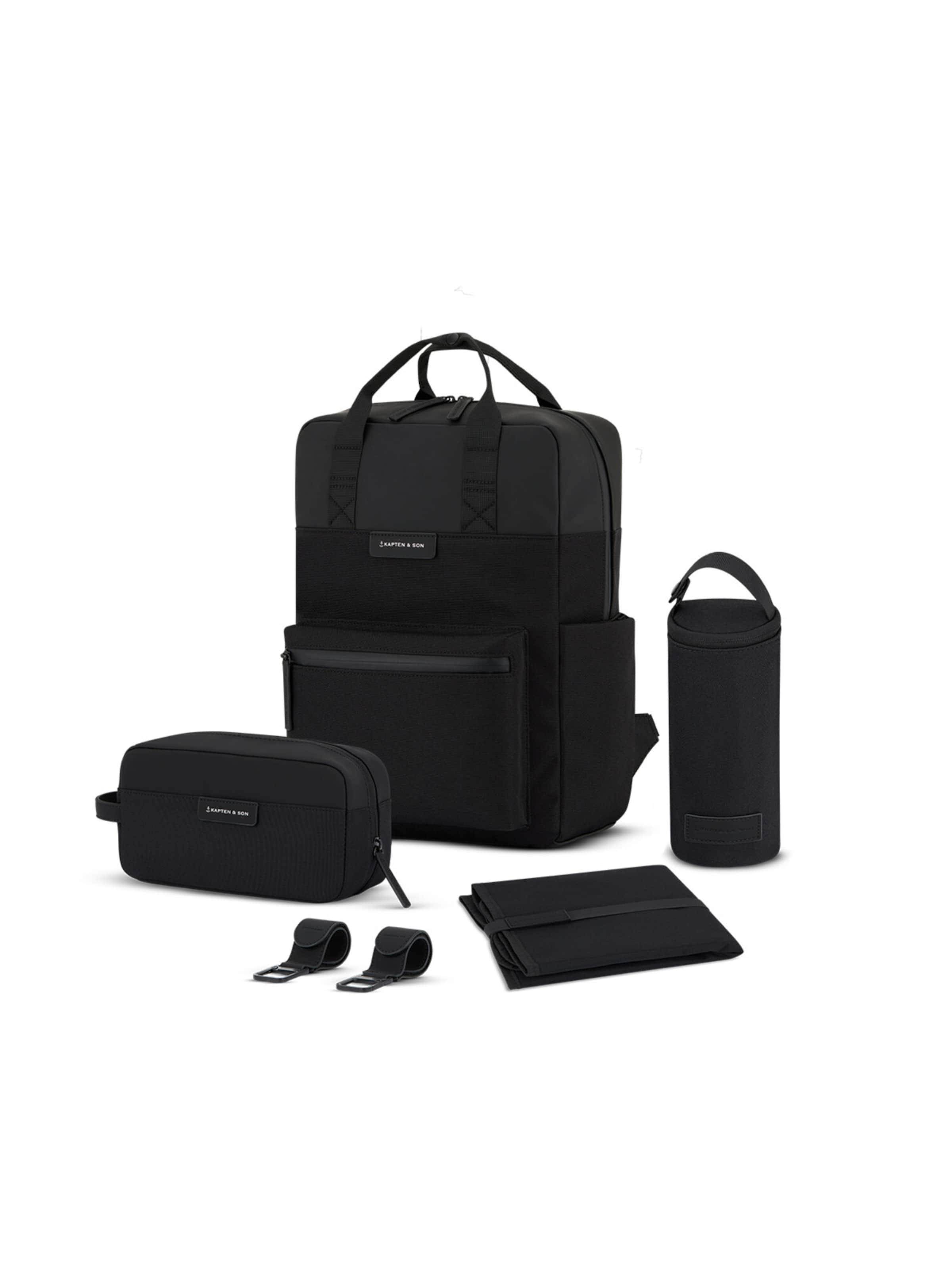 Kapten & Son Rucksack 'Bergen Pro Diaper' in Schwarz: Vorderseite