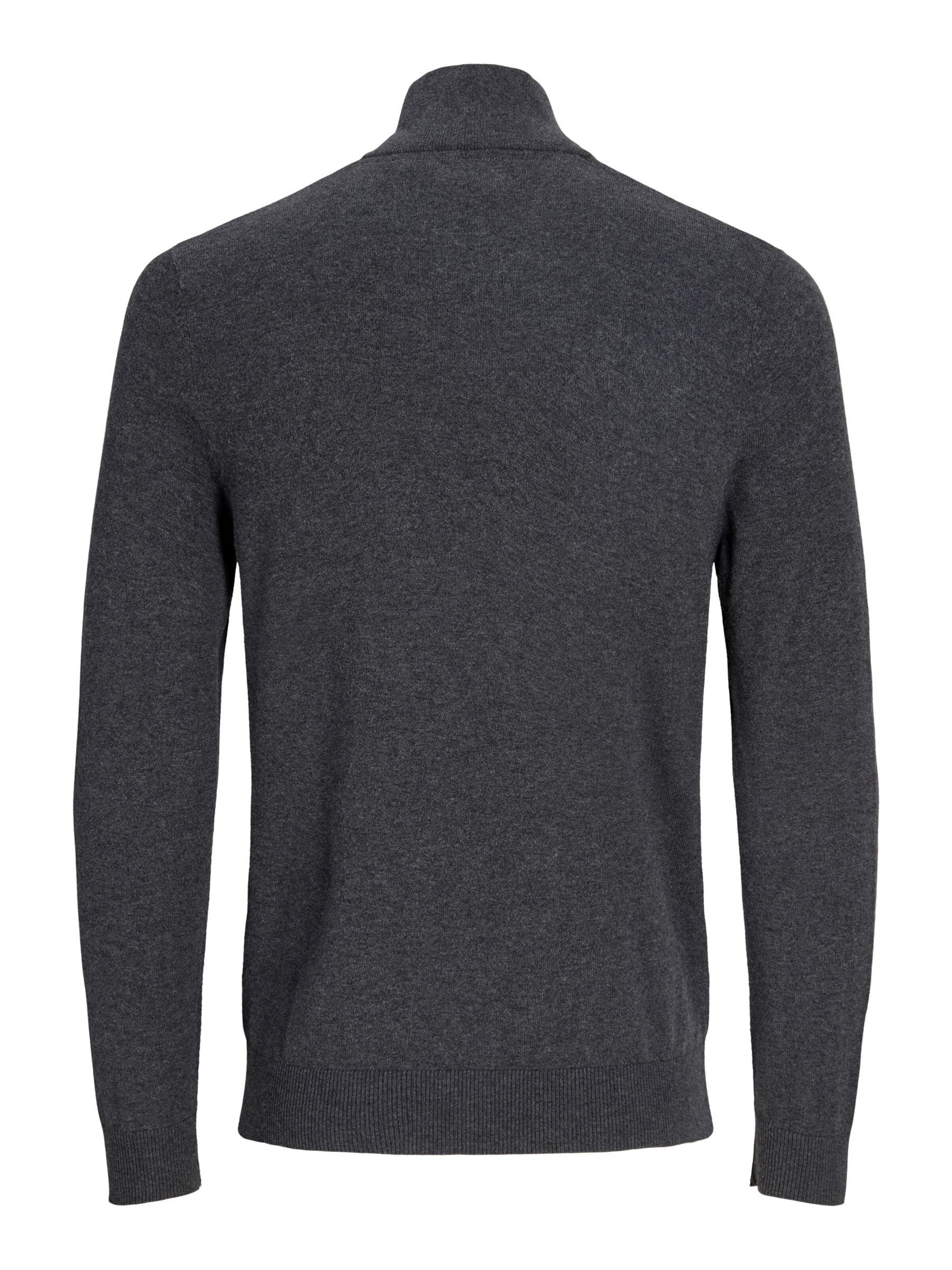 JACK & JONES Trui 'JJEEMIL KNIT HALF ZIP' in Grijs