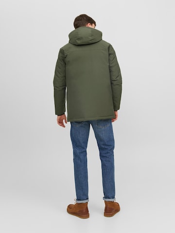 žalia JACK & JONES Žieminė parka 'Rob'