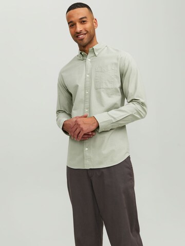 JACK & JONES Regular fit Button Up Shirt 'BROOK' in Green: front