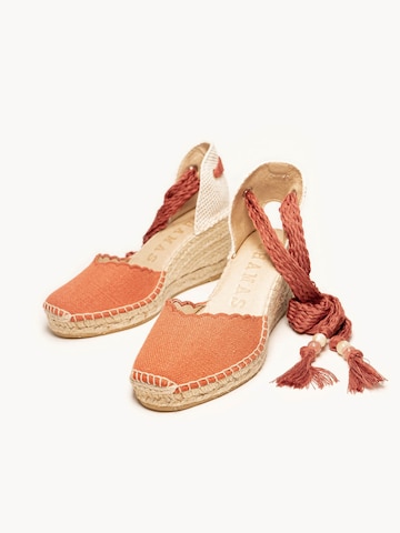 Alhamas Sandaal 'Alpargata Cuña 7 cm' in Oranje