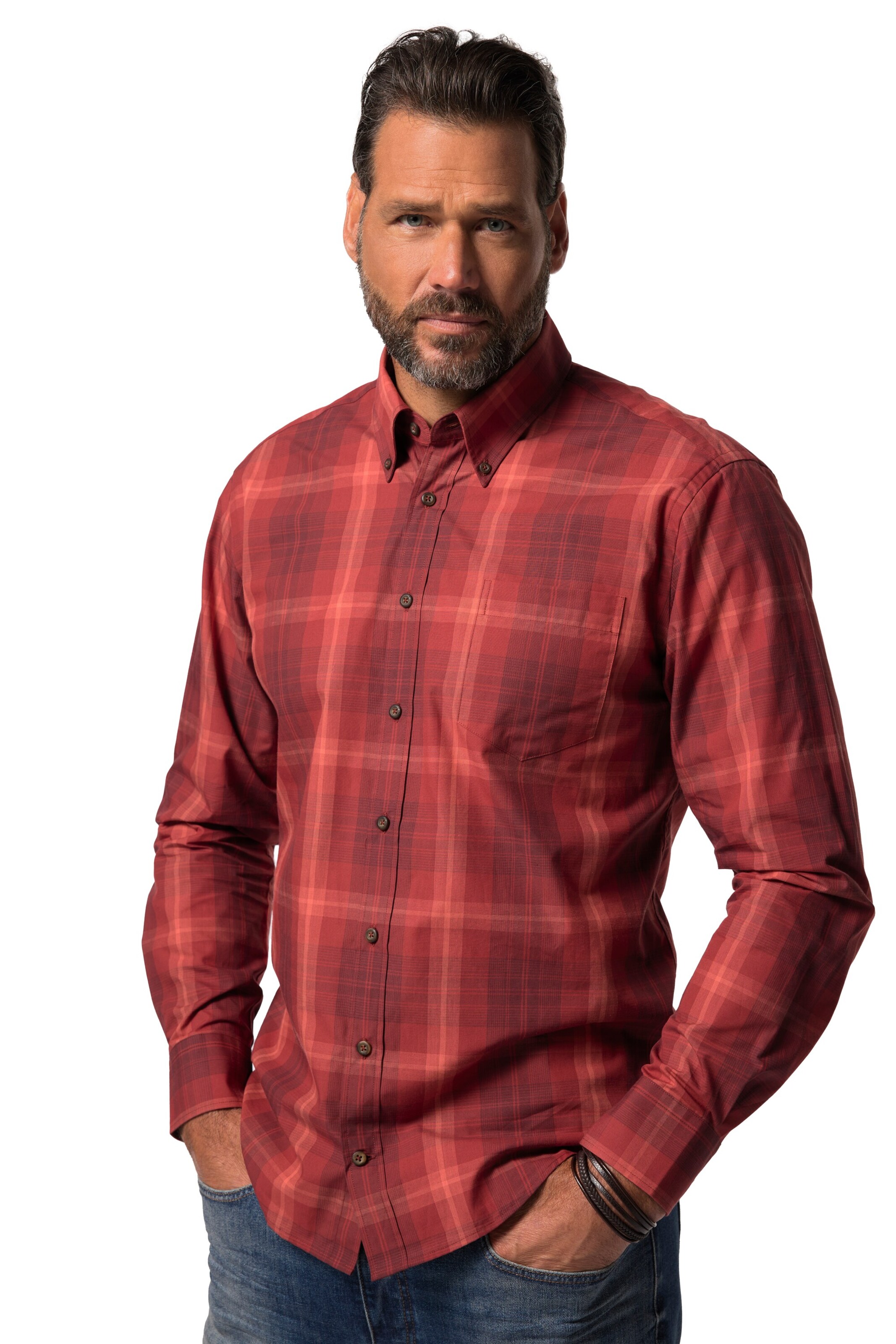 JP1880 Regular fit Button Up Shirt in Red: front