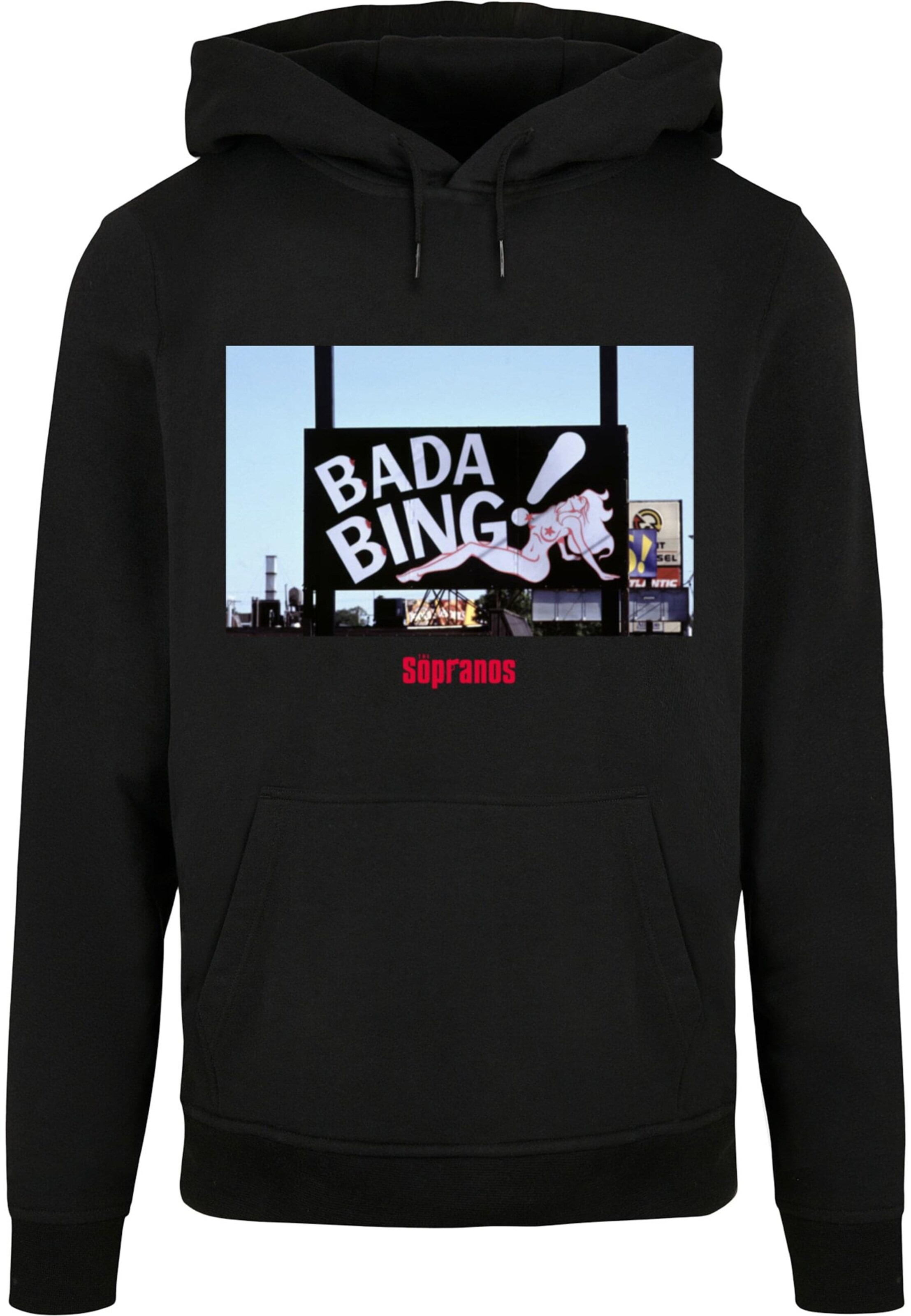 Merchcode Sweatshirt 'The Sopranos - Bada Bing Club' in Zwart: voorkant