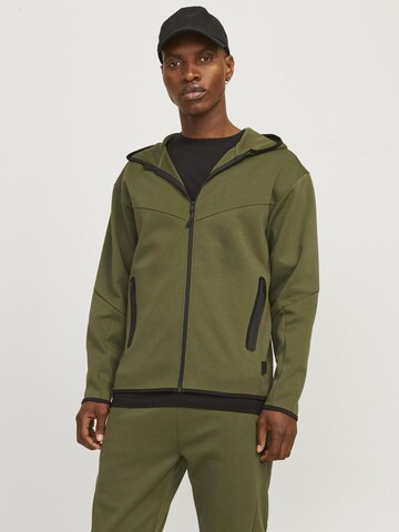 JACK & JONES Sweatjacke 'JCOFusion' in Grün: Vorderseite