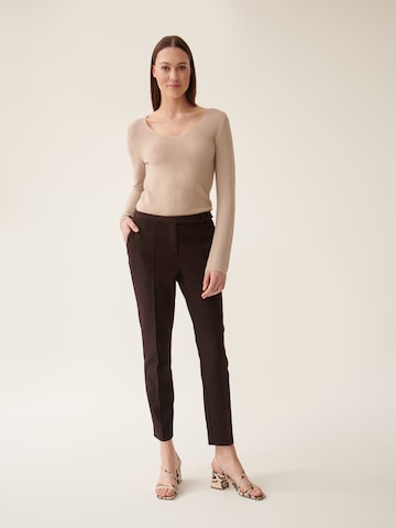 TATUUM Regular Trousers with creases 'JAKINA' in Brown