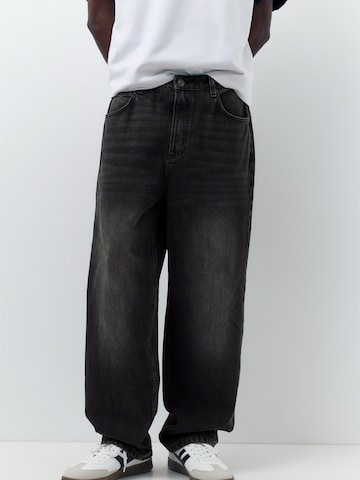 Pull&Bear Baggy Farmer - fekete: elől