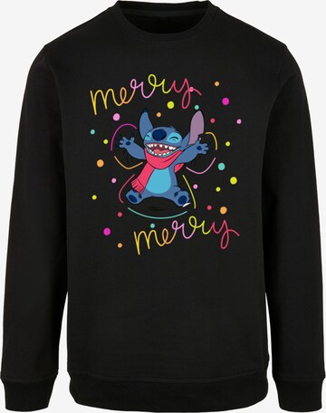 ABSOLUTE CULT Sweatshirt 'Lilo And Stitch - Merry Rainbow' in Black: front