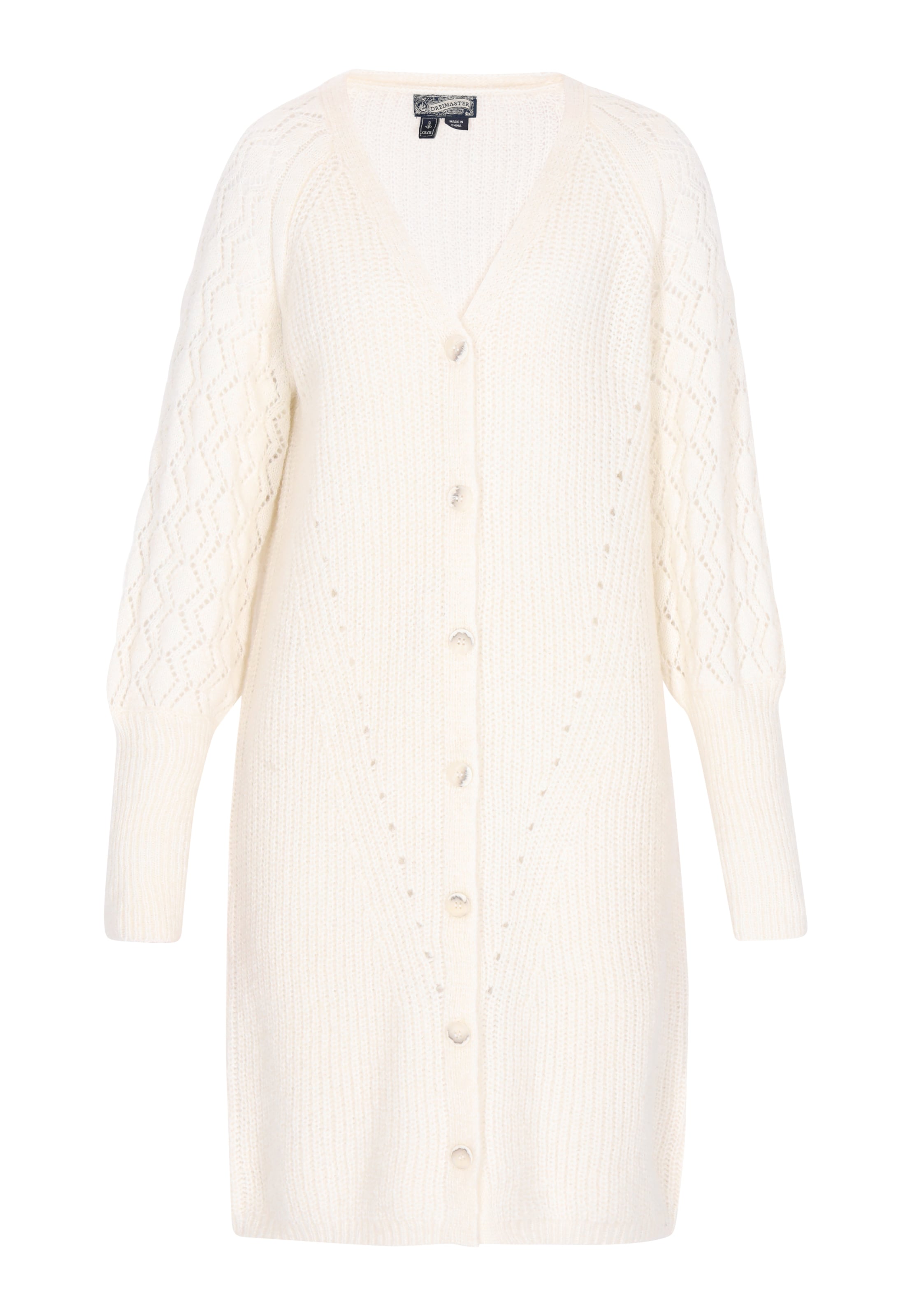 DreiMaster Vintage Πλεκτή ζακέτα σε λευκό: μπροστά