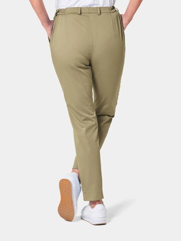 Goldner Regular Pleated Pants 'Anna' in Green