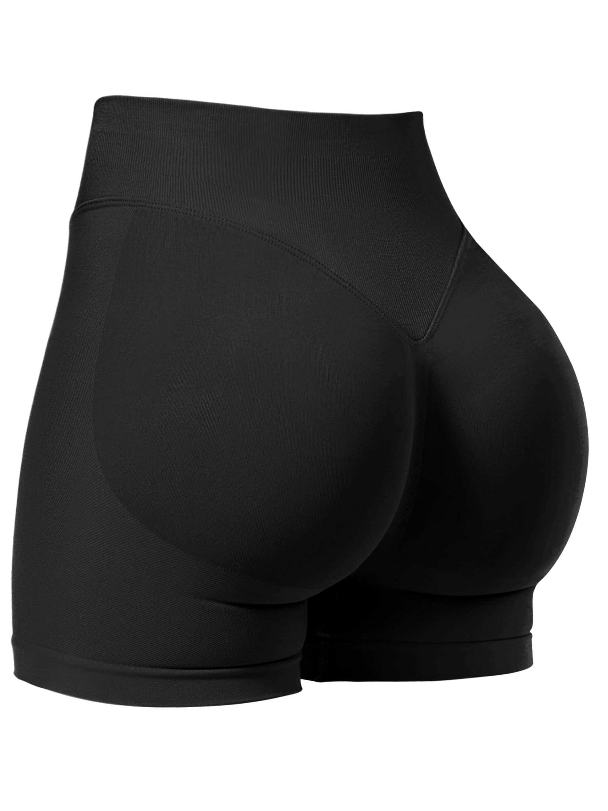 ZAAYO Skinny Workout Pants 'Women's Seamless Scrunch Butt Yoga Biker Shorts' in Black: front