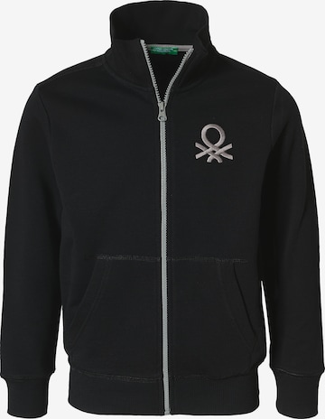 UNITED COLORS OF BENETTON Zip-Up Hoodie in Black: front