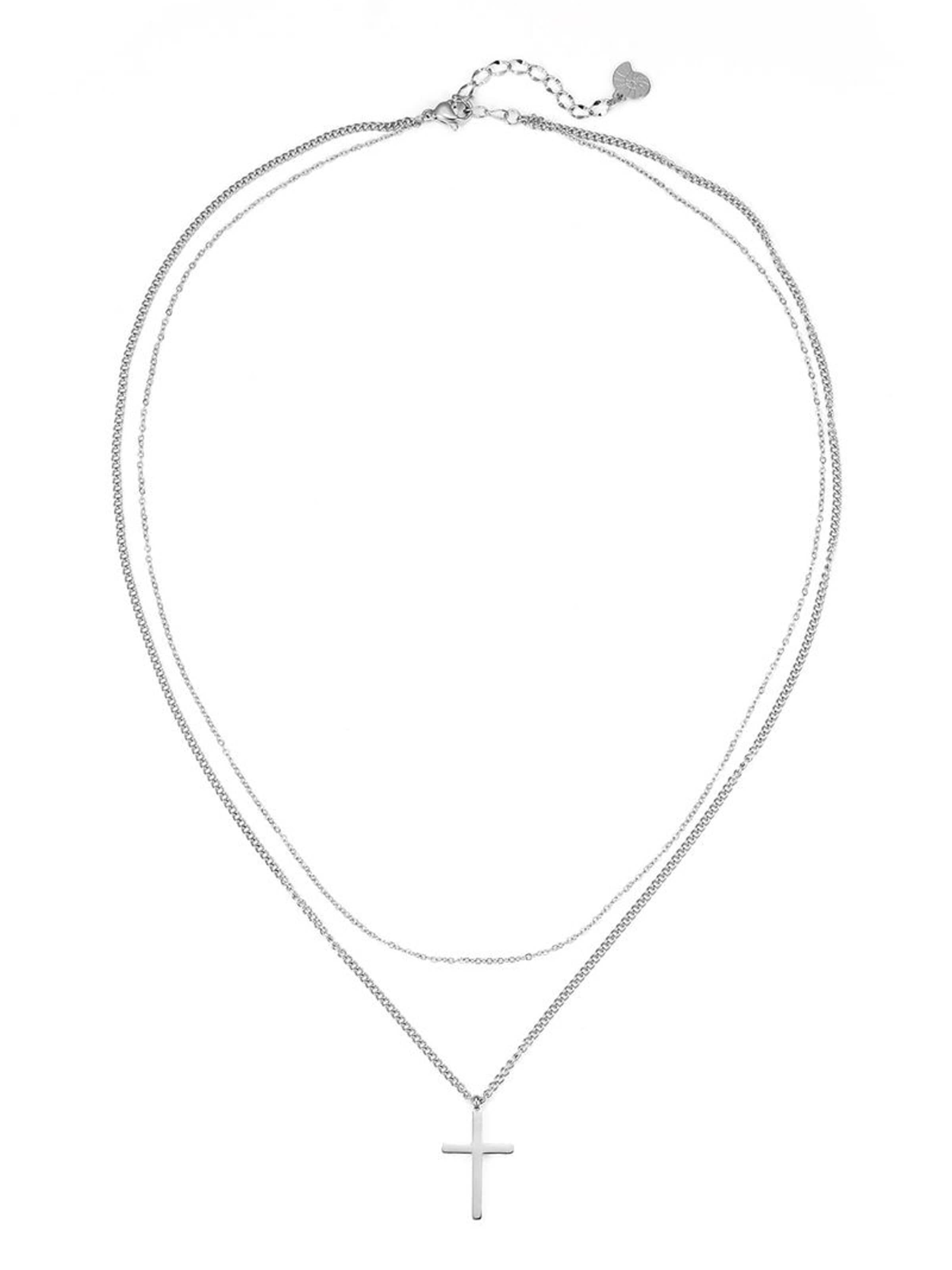 Hey Happiness Necklace 'Valor Cross' in Silver: front