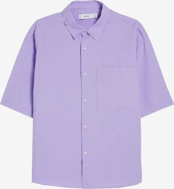 Bershka Loose fit Button Up Shirt in Purple: front