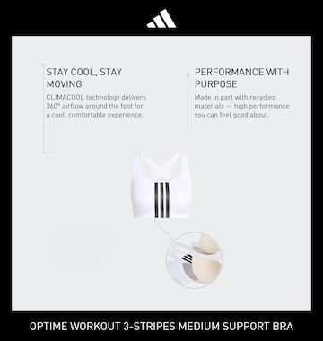 ADIDAS PERFORMANCE Õlapaelteta topp Spordirinnahoidja 'OPT 3S', värv valge