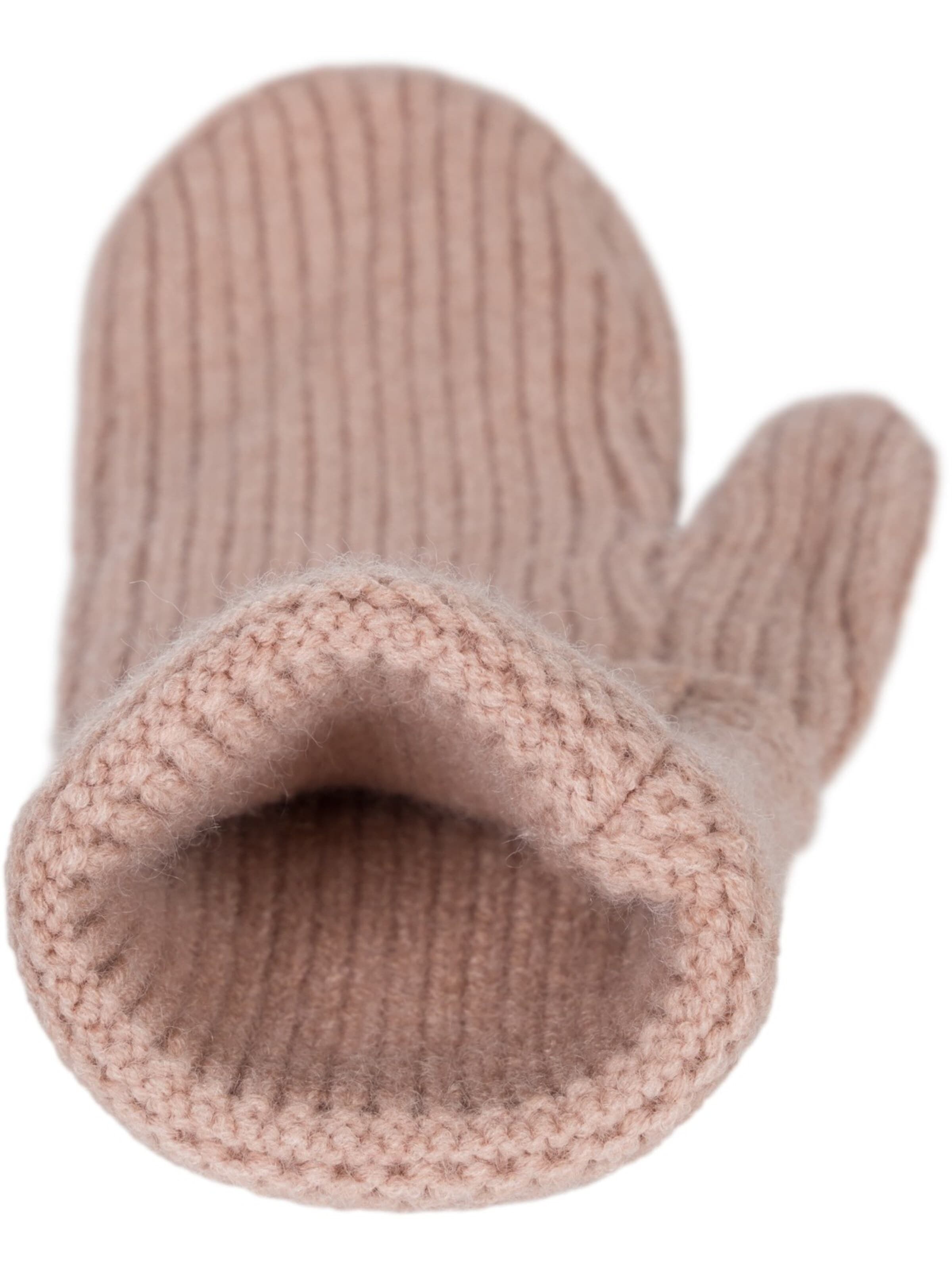 styleBREAKER Fingerhandschuhe 'Strick Fäustlinge mit gemustertem Bund'‌‌ in Braun
