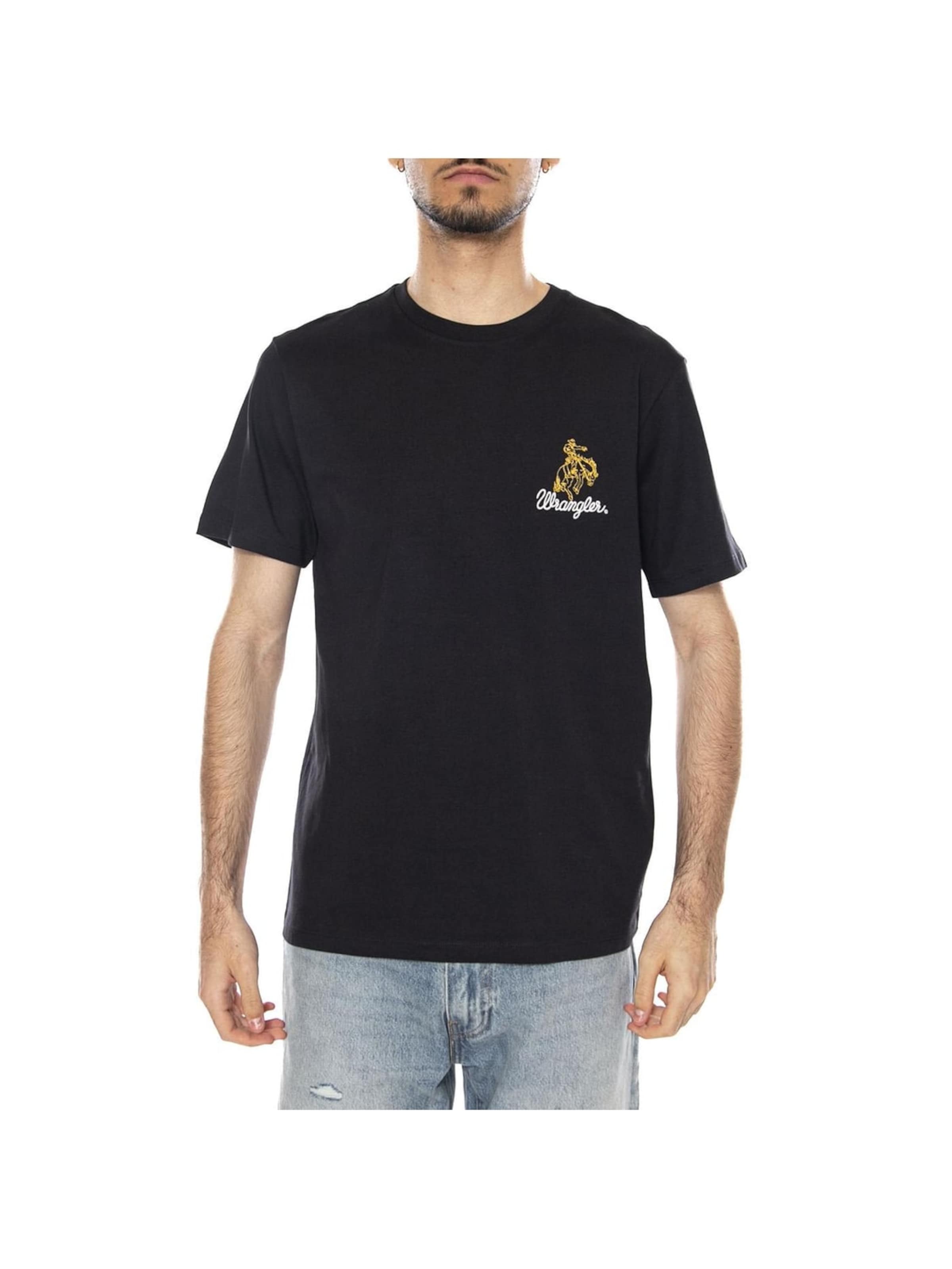 WRANGLER Shirt 'EMBROIDERY TEE BLACK' in Black
