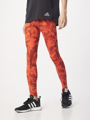 ADIDAS PERFORMANCE Skinny Športne hlače 'Paris Heat.Rdy Techfit Long' | rdeča barva: sprednja stran
